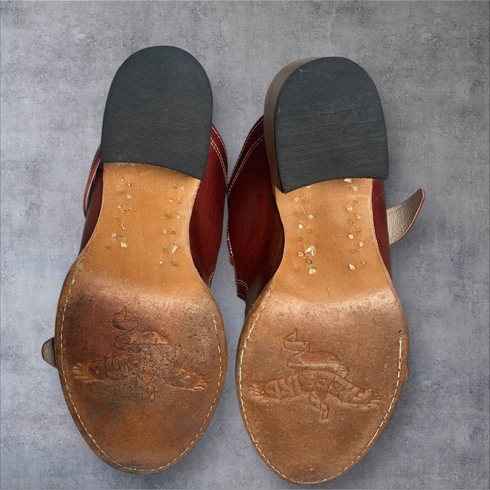 Freebird Caprice By Steven Red Leather Slip On Sandals Womens 8 Coastal Cowgirl - Picture 8 of 11